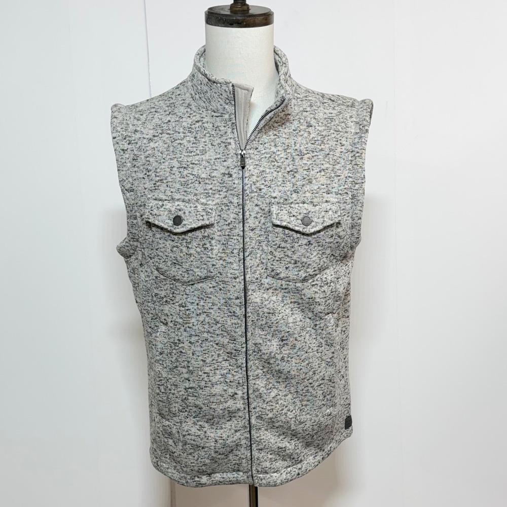 The Normal Brand Vest Mens Large Gray Fleece Full Zip Marled Knit Pockets
